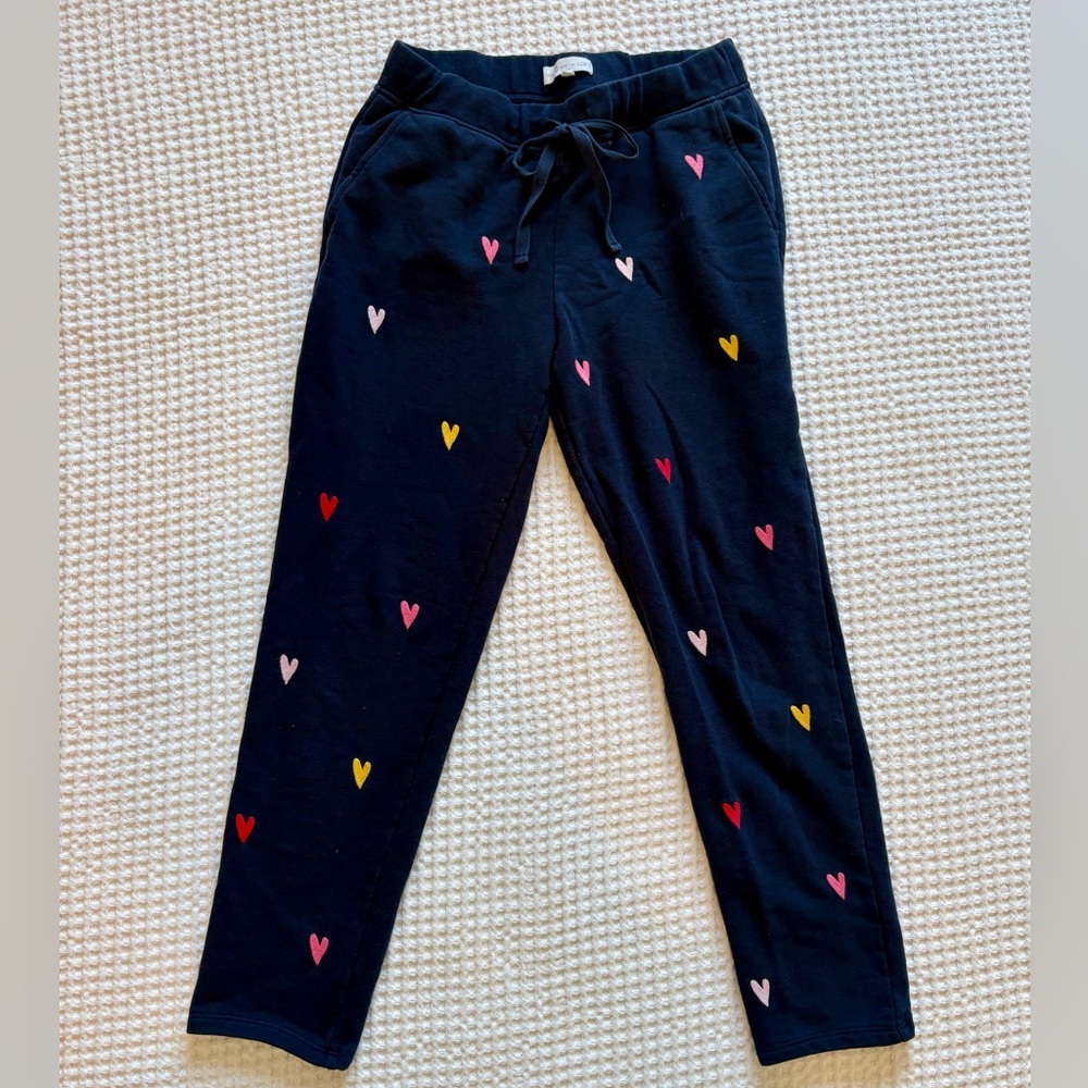 Lou & Gray x LOFT collab Navy Embroidered Heart Sweatpants Joggers - Small